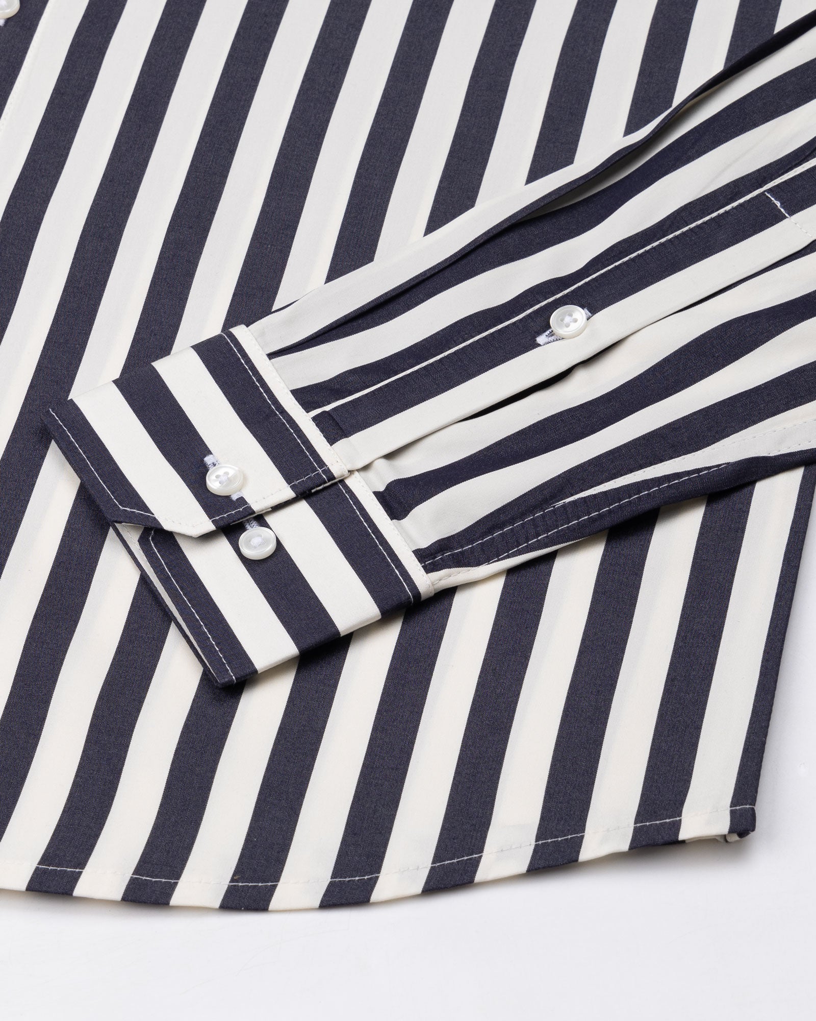 Hervals Black & White Stripes Cotton Shirt - John Ellies