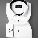 White With Black Inner Cuffs & Collar Giza Cotton Shirt