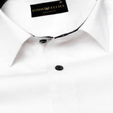 White With Black Inner Cuffs & Collar Giza Cotton Shirt