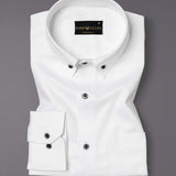 White With Black Button Down Cotton Shirt