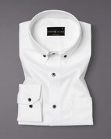 White With Black Button Down Cotton Shirt