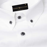 White With Black Button Down Cotton Shirt