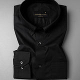 Black With Black Button Down Cotton Shirt