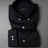 Black With White Button Down Cotton Shirt