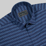 Space Navy Road Stripes Cotton Formal Shirt