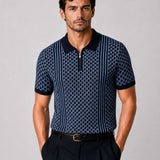 Sailros Navy Blue Cotton Polo T-Shirt