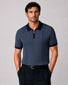 Sailros Navy Blue Cotton Polo T-Shirt