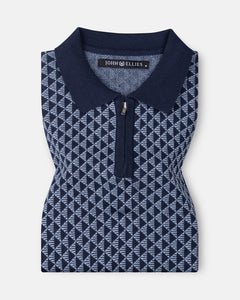 Sailros Navy Blue Cotton Polo T-Shirt