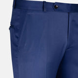 Crestline Admiral Blue Normal Fit Cotton Pant - John Ellies