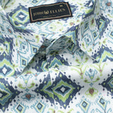 Green Rhombus Printed Cotton Linen Shirt