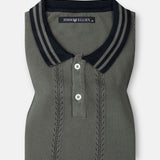 Corvix Grey Strip Cotton Polo T-Shirt