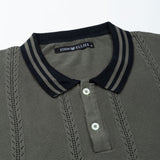 Corvix Grey Strip Cotton Polo T-Shirt
