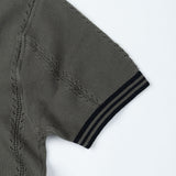Corvix Grey Strip Cotton Polo T-Shirt