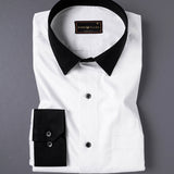 Bright White Premium Giza Cotton Shirt With Black Collar and Cuffs