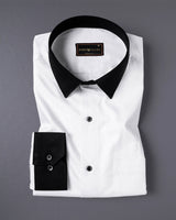Bright White Premium Giza Cotton Shirt With Black Collar and Cuffs