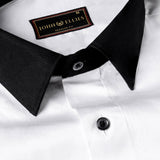 Bright White Premium Giza Cotton Shirt With Black Collar and Cuffs