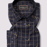 Black Needle Check Cotton Shirt For Men