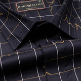 Black Needle Check Cotton Shirt For Men