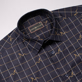 Black Needle Check Cotton Shirt For Men