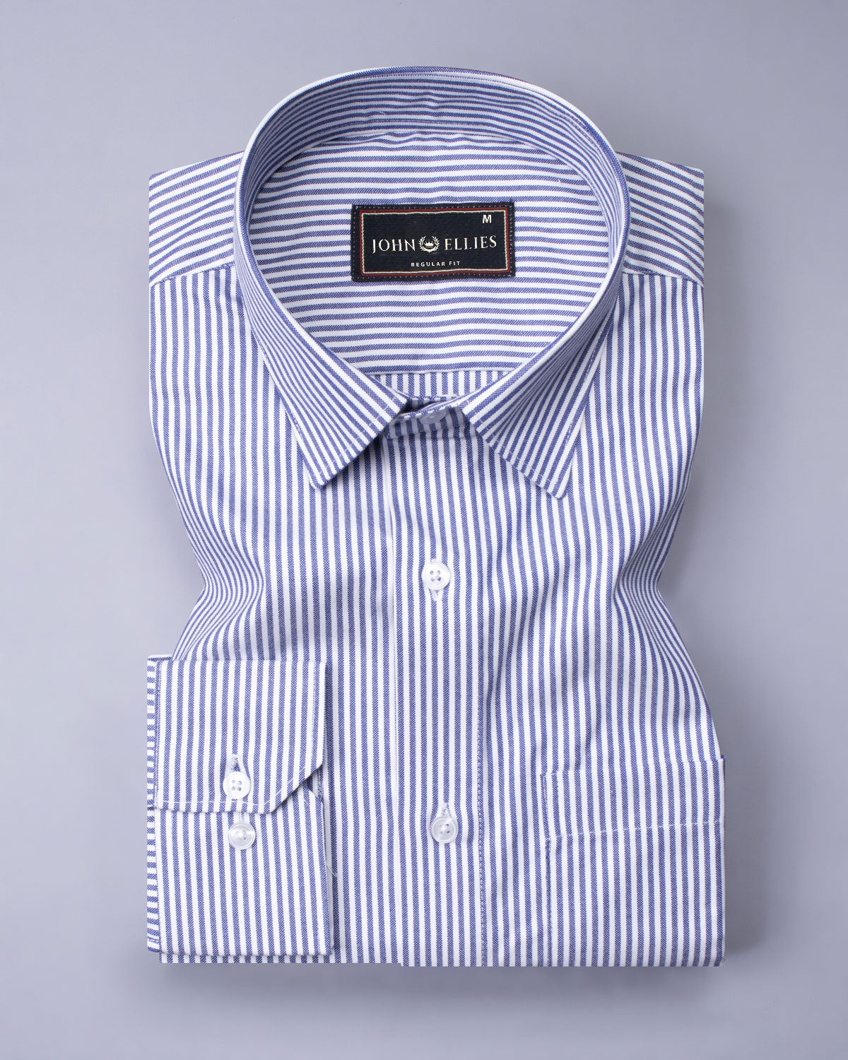 Buy Meteorite Navy Blue Oxford Cotton Stripe Shirt – John Ellies India