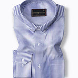 Cerulean Blue Button Down Oxford Cotton Stripe Shirt