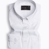 Mercury Silver Button Down Oxford Cotton Stripe Shirt