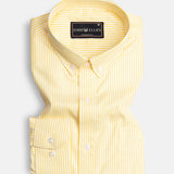 Arty Yellow Button Down Oxford Cotton Stripe Shirt