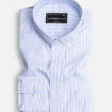 Oyster Sky Button Down Oxford Cotton Stripe Shirt