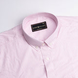 Carousel Pink Button Down Oxford Cotton Stripe Shirt