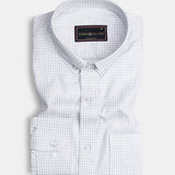 Silver Gingham Check Button Down Cotton Shirt