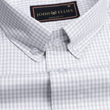 Silver Gingham Check Button Down Cotton Shirt