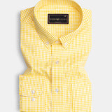 Yellow Gingham Check Button Down Cotton Shirt