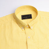 Yellow Gingham Check Button Down Cotton Shirt