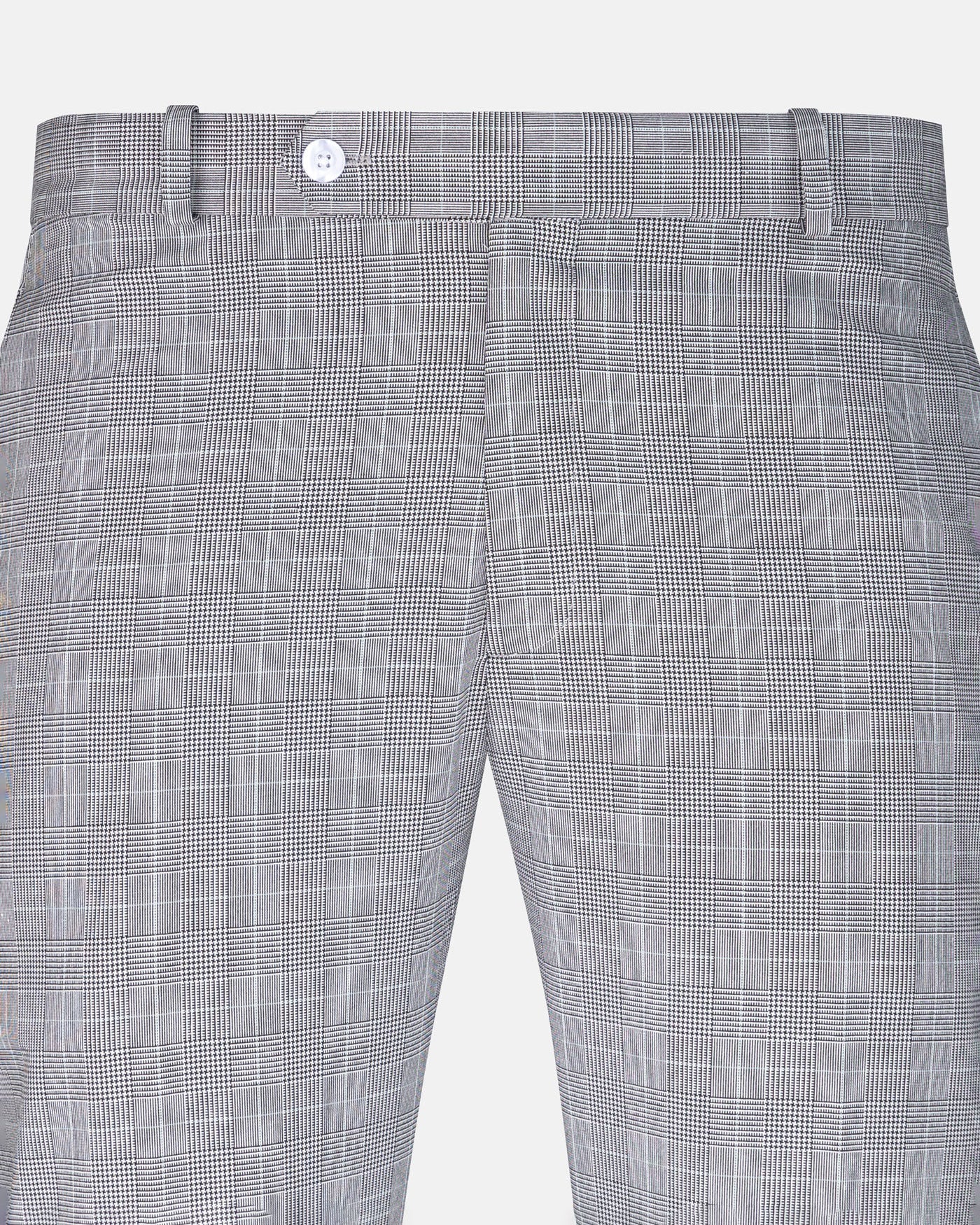 Caldris Black Checked Formal Cotton Pant - John Ellies