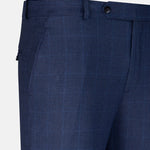 Caldris Navy Blue Checked Formal Cotton Pant - John Ellies