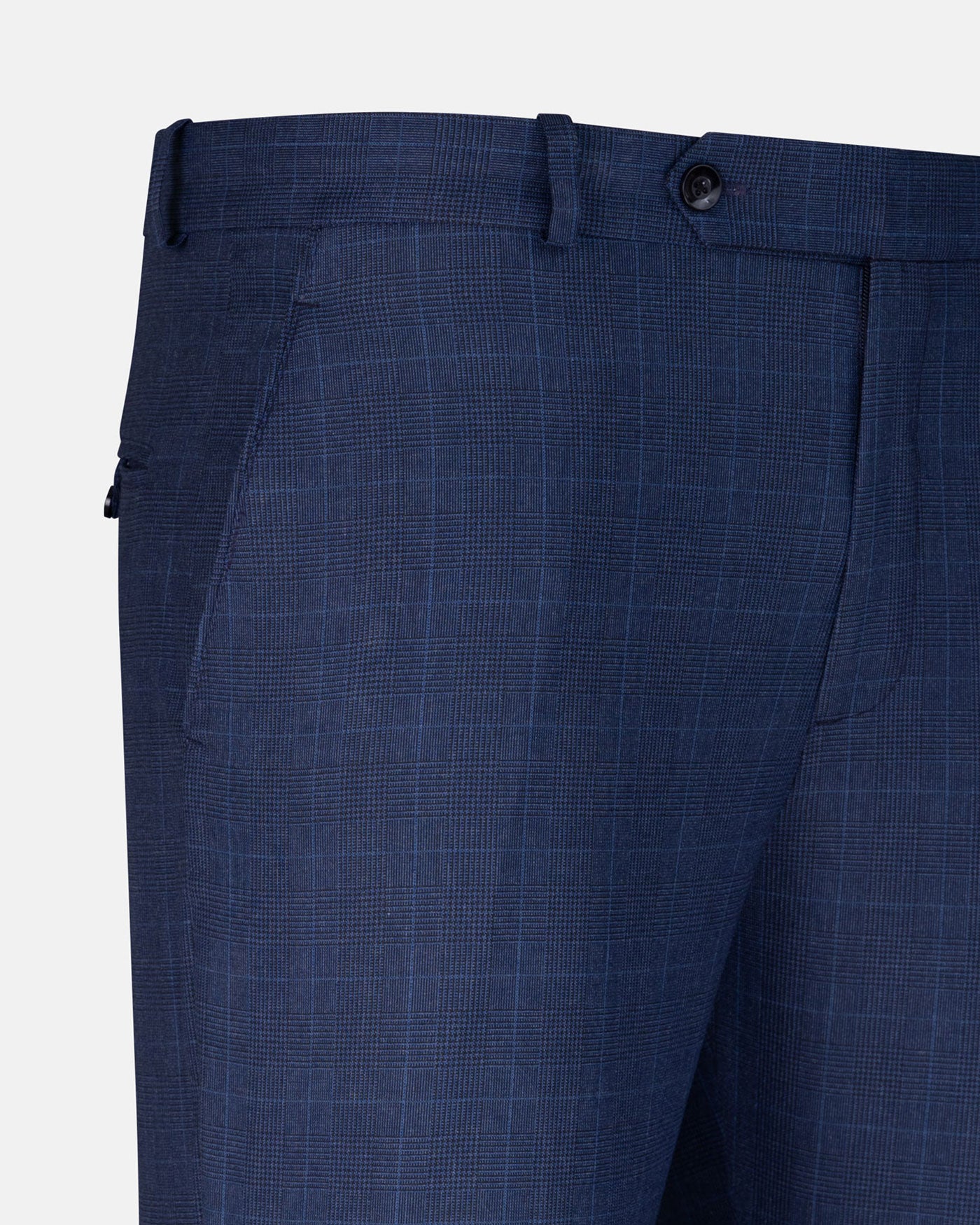 Caldris Navy Blue Checked Formal Cotton Pant - John Ellies