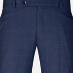 Caldris Navy Blue Checked Formal Cotton Pant - John Ellies