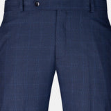 Caldris Navy Blue Checked Formal Cotton Pant - John Ellies