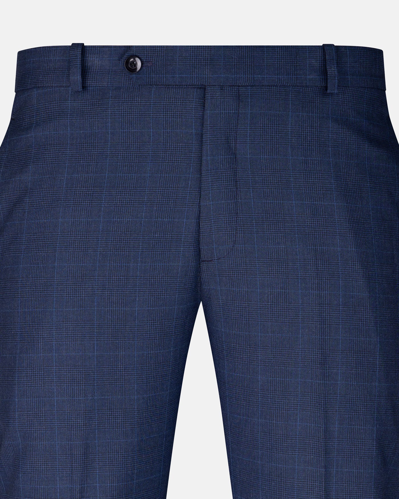 Caldris Navy Blue Checked Formal Cotton Pant - John Ellies