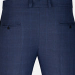 Caldris Navy Blue Checked Formal Cotton Pant - John Ellies