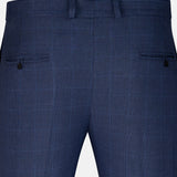 Caldris Navy Blue Checked Formal Cotton Pant - John Ellies