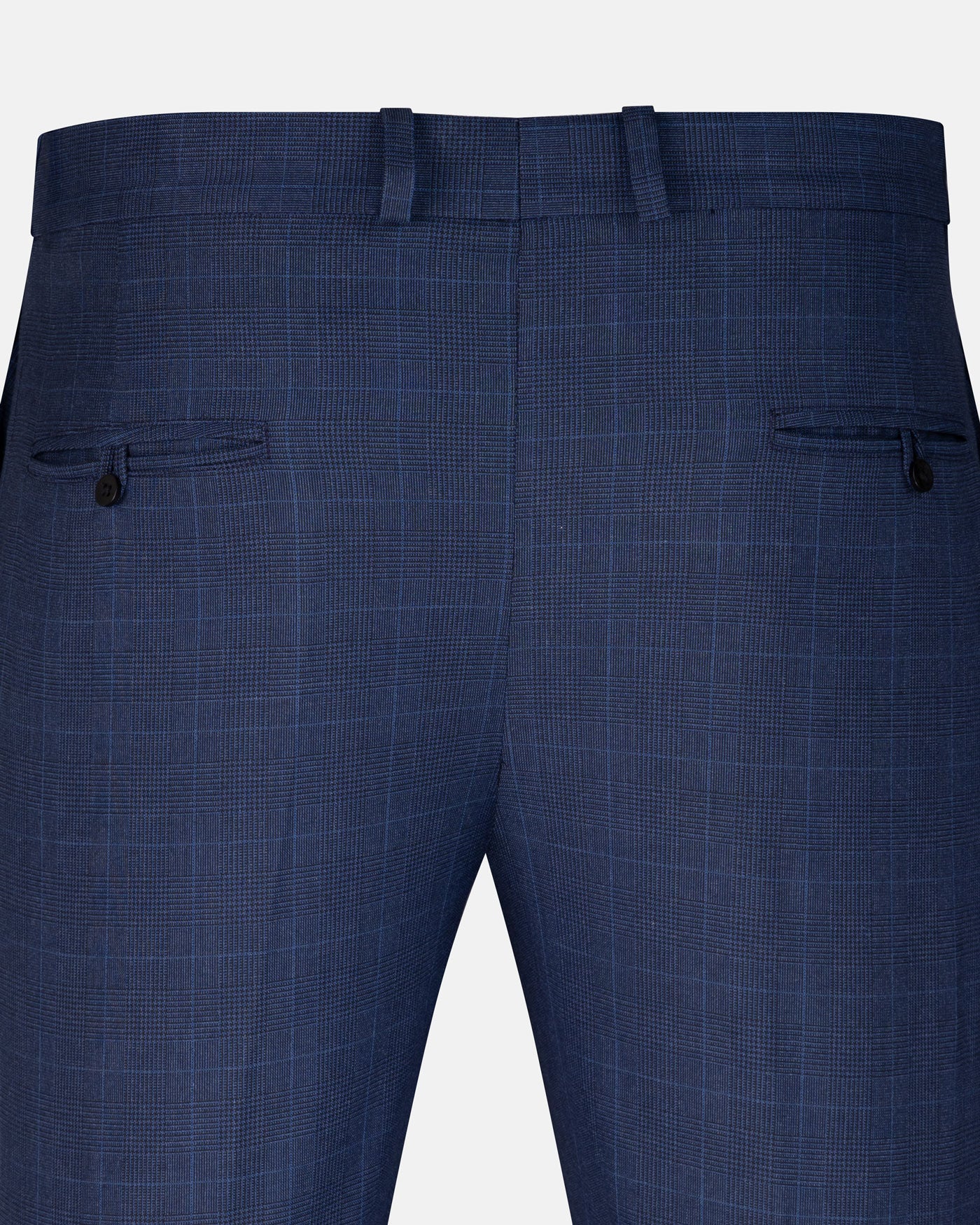 Caldris Navy Blue Checked Formal Cotton Pant - John Ellies