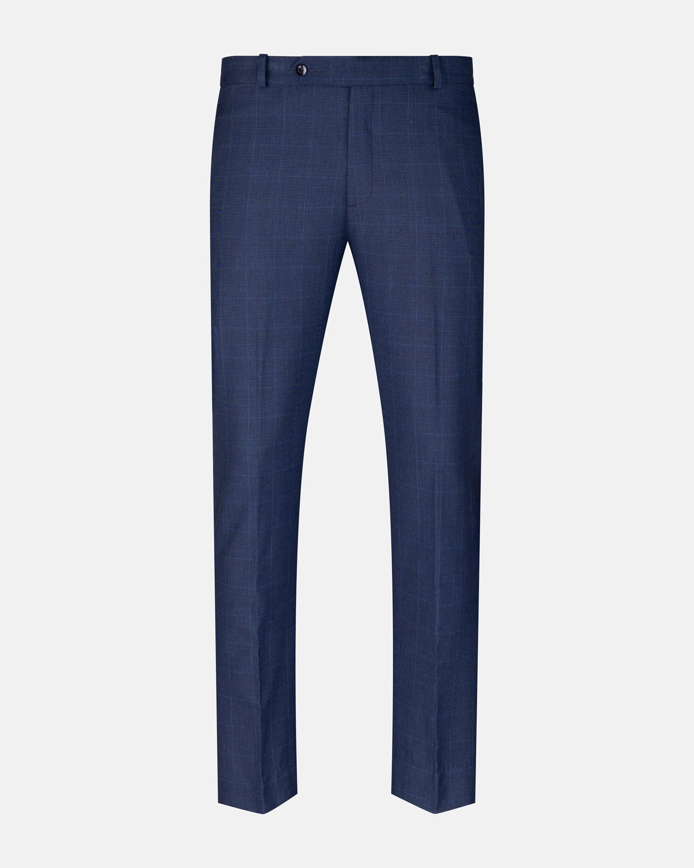 Caldris Navy Blue Checked Formal Cotton Pant - John Ellies