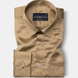 Montor Golden Brown Premium Satin Men's Shirt