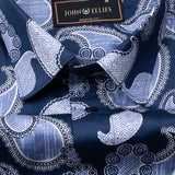 Bianco Mezclilla Blue Printed Cotton Formal Shirt