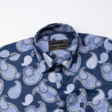 Bianco Mezclilla Blue Printed Cotton Formal Shirt