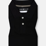 Arcadia Black Cotton Plain Polo T-Shirt