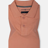 Arcadia Peach Cotton Plain Polo T-Shirt