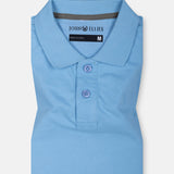 Arcadia Sky Blue Cotton Plain Polo T-Shirt