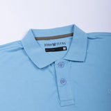 Arcadia Sky Blue Cotton Plain Polo T-Shirt
